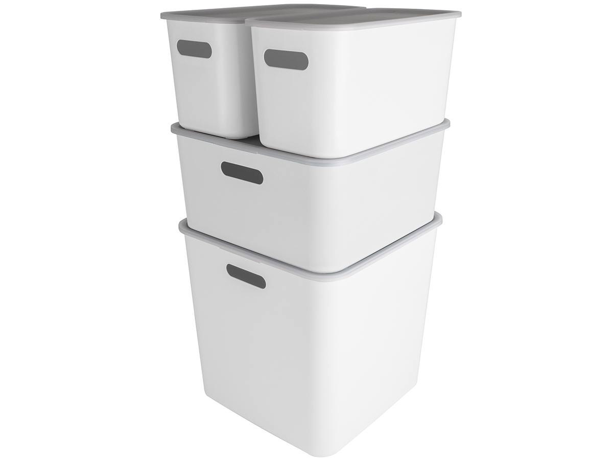 Sunware sigma home set van 4 cube boxen met deksel - white