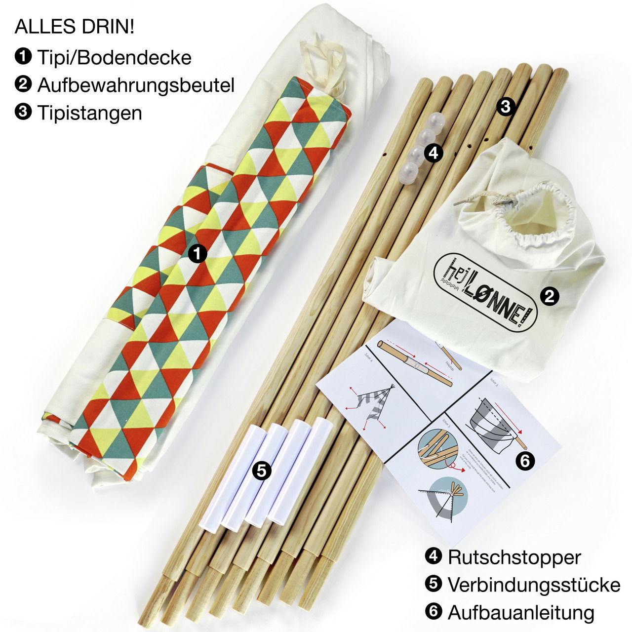 Hej Lonne Tipi Zelt farbige Bemusterung