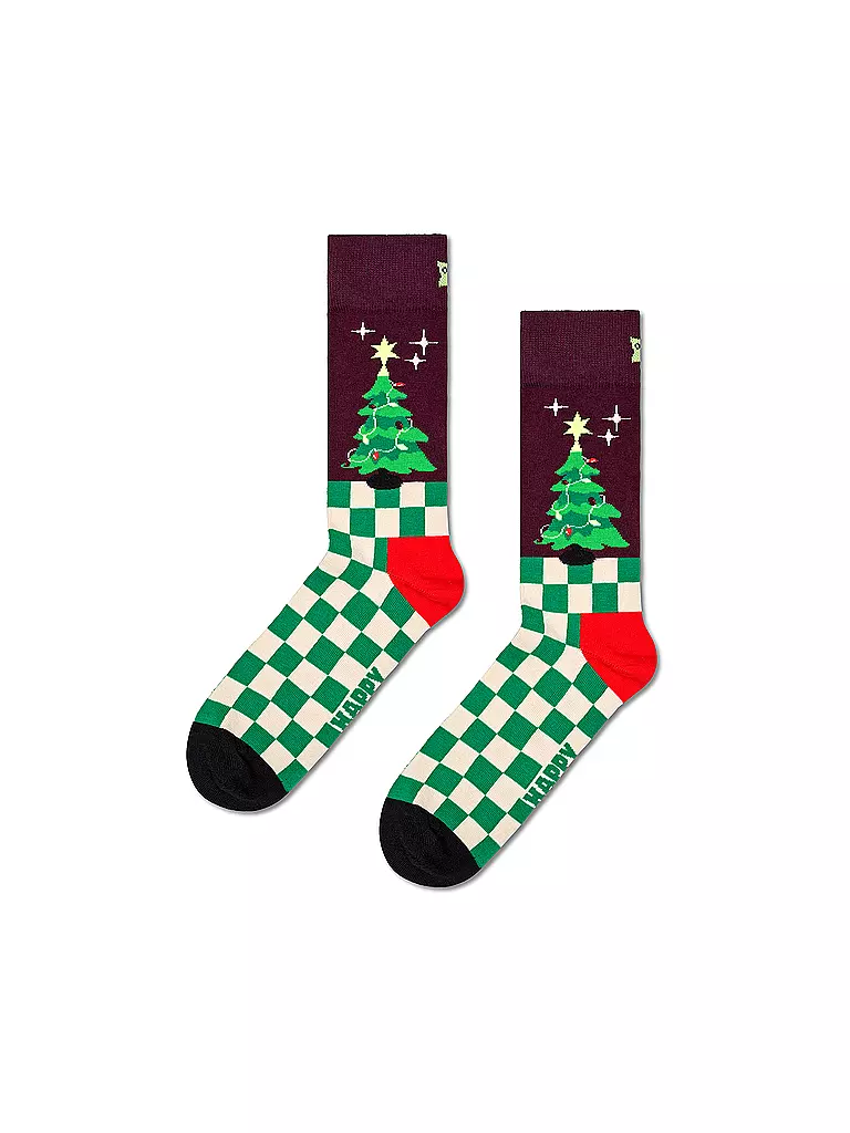 HAPPY SOCKS Damen Socken CHRISTMAS TREE 36-40 dark red dunkelrot