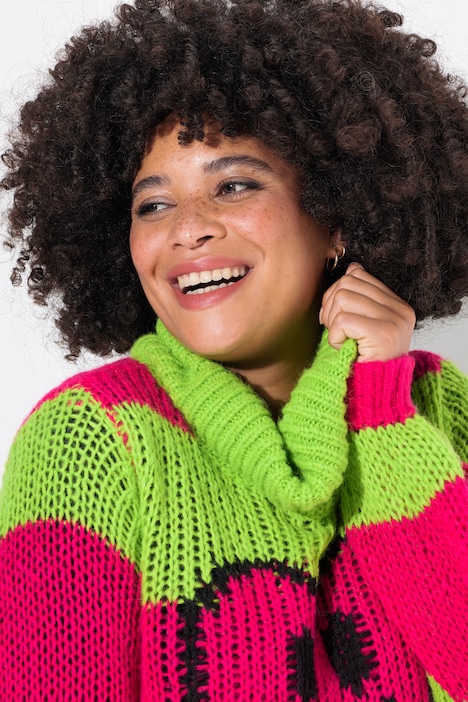 Pullover, Straight Fit, Blockstreifen, Herz-Smiley