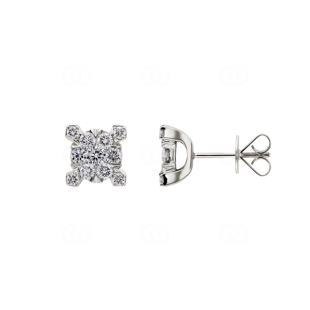 1.00 Karat Diamantohrstecker 750/18 K Weissgold 9mm