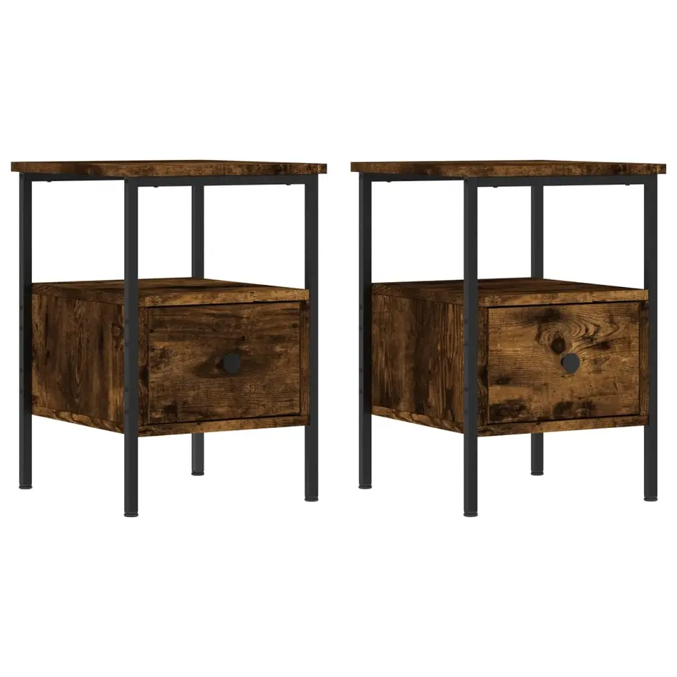 vidaXL - Nachtkastje - Bruin - Bewerkt hout - 2 stuks