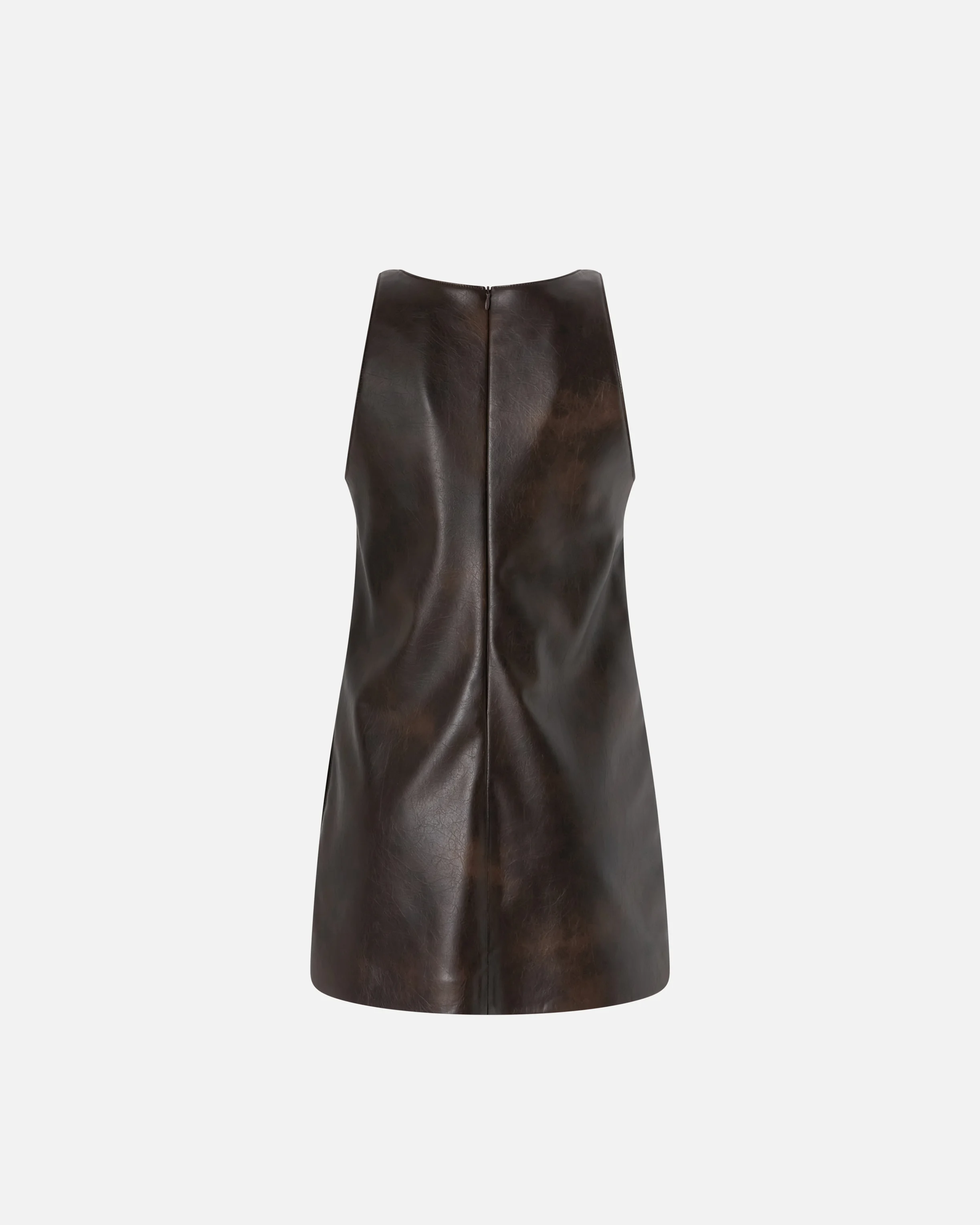Robe tunique courte effet cuir | Marron