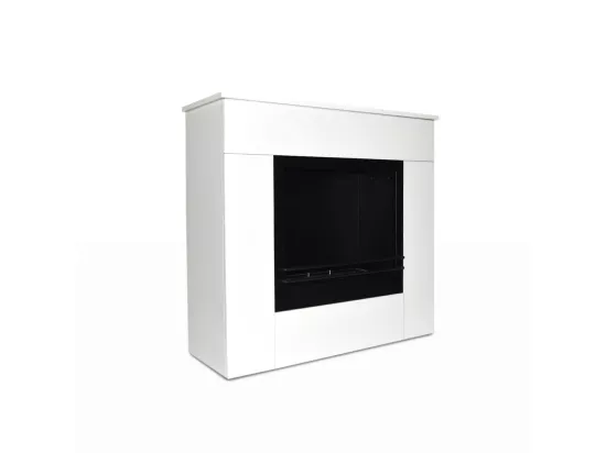Cheminée à bioéthanol en bois blanc Michelangelo 96x36x90h