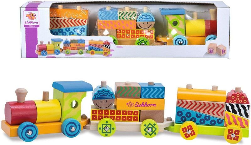 Eichhorn - Bonte Trein - Houten Speelgoed - Multicolor - 41cm
