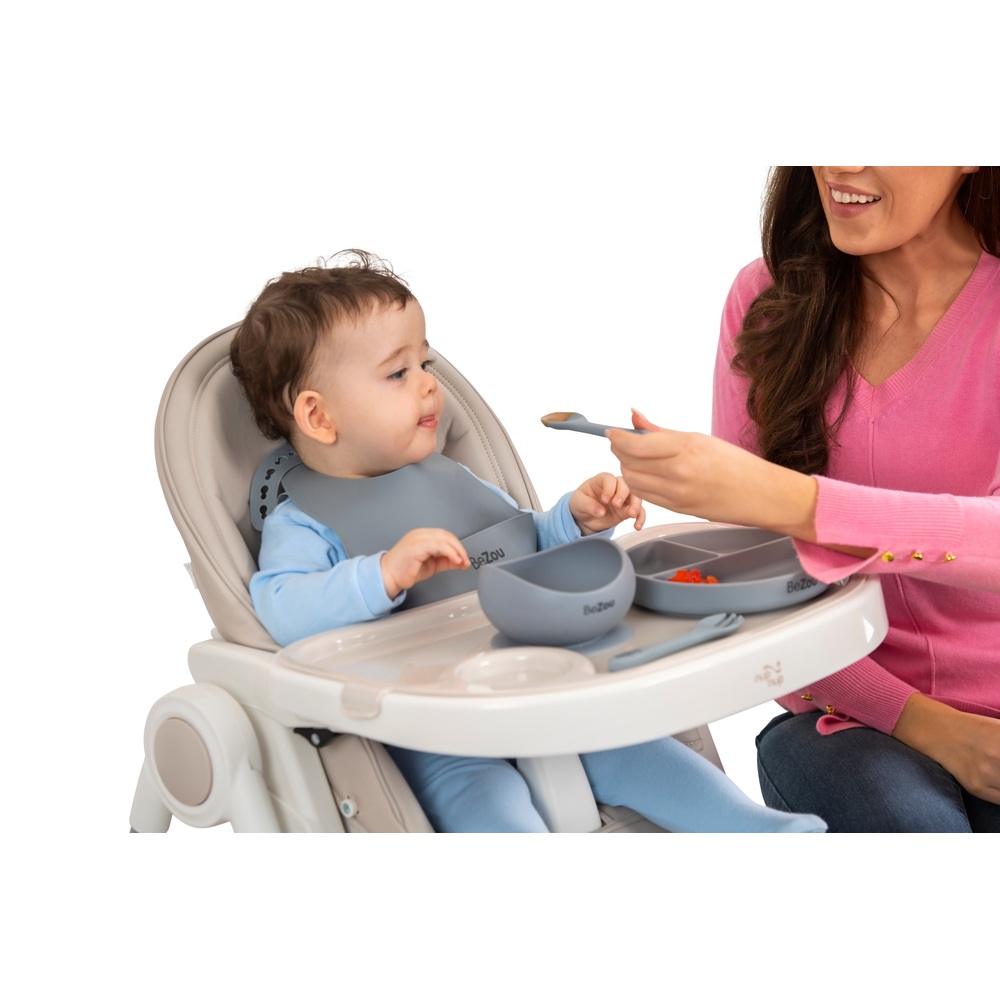 Bezou 5-teiliges Silikon-Baby-Beikostset Grau