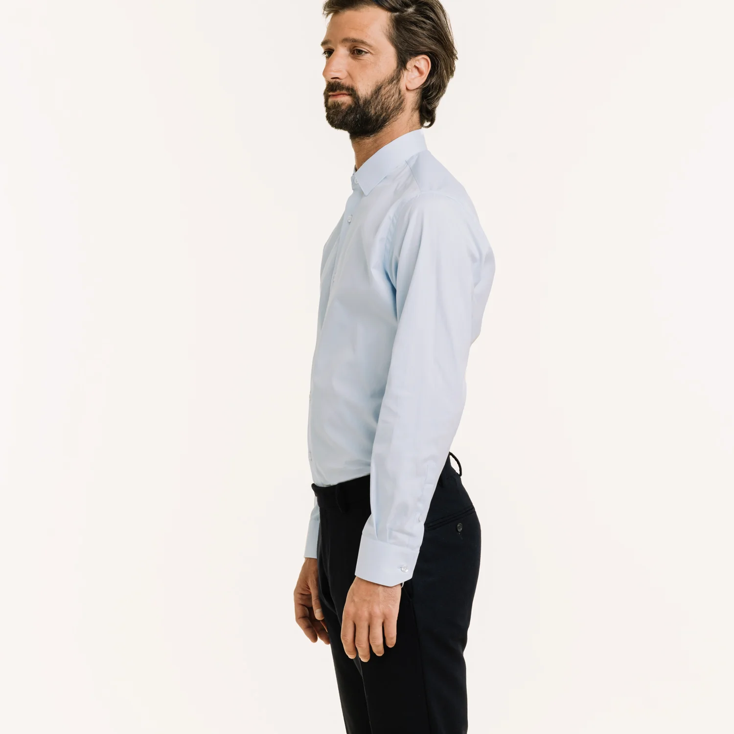 Fitted shirt in sky blue double-twisted Oxford
