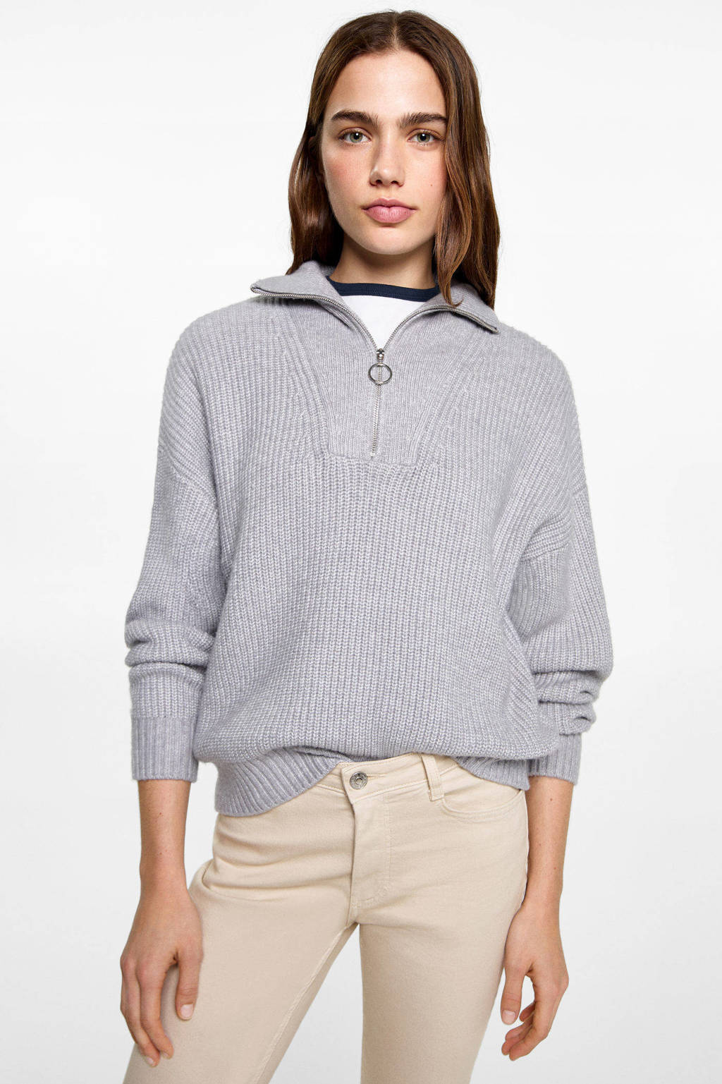 MANGO TEEN flared casual broek grijs