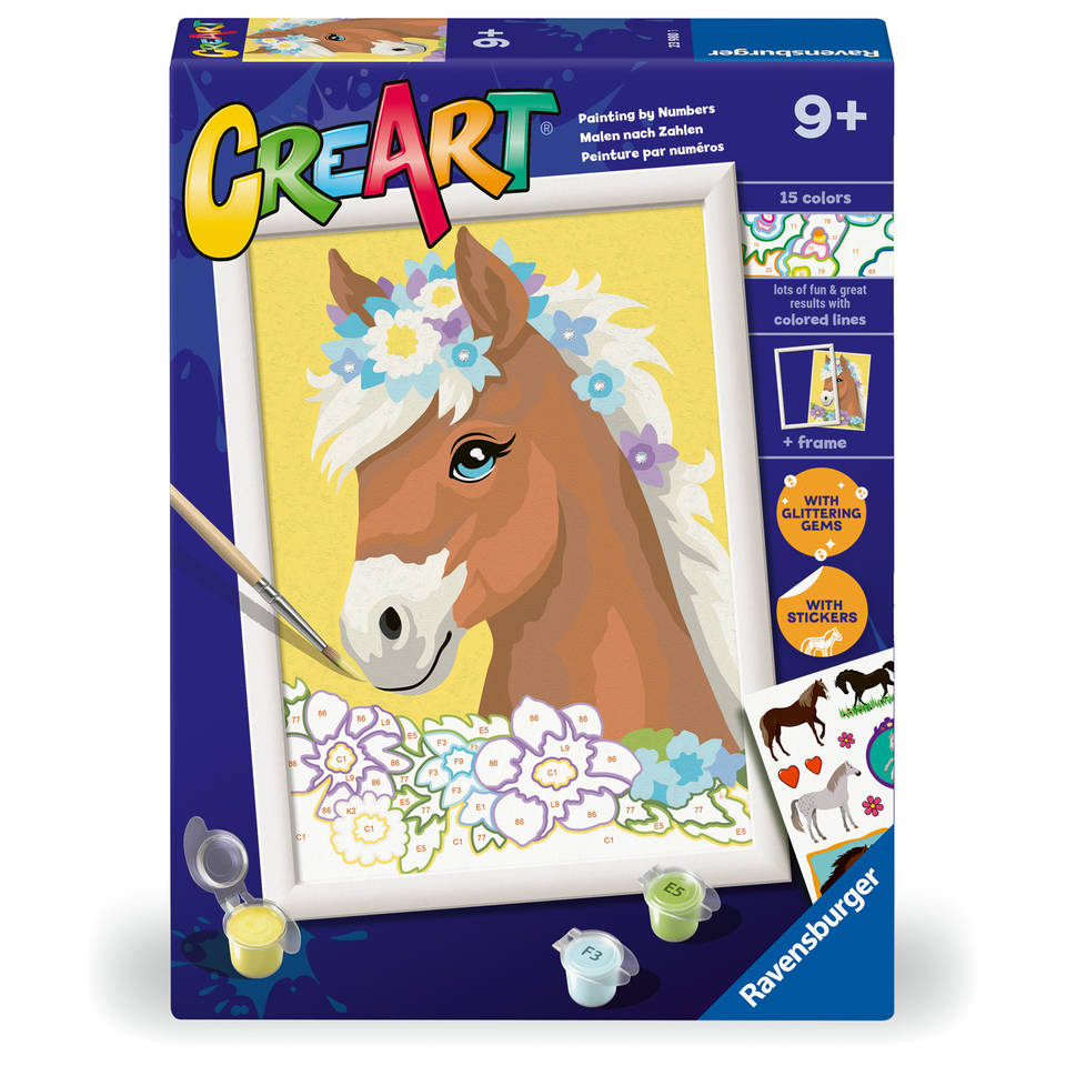 Ravensburger CreArt Schilderen op nummer paard met bloemen