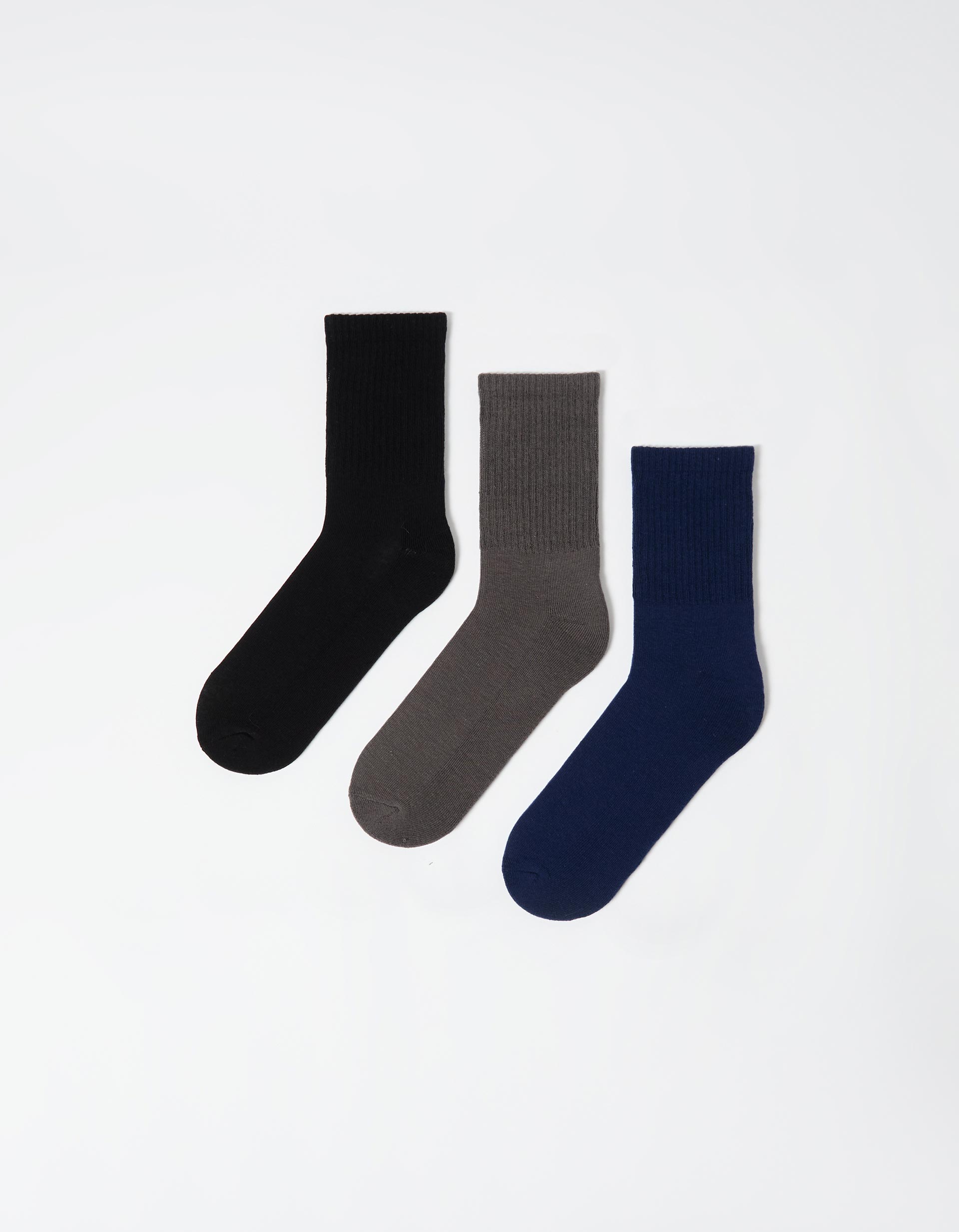 Pack 3 Pares de Meias Altas Caneladas, Homem, Multicor