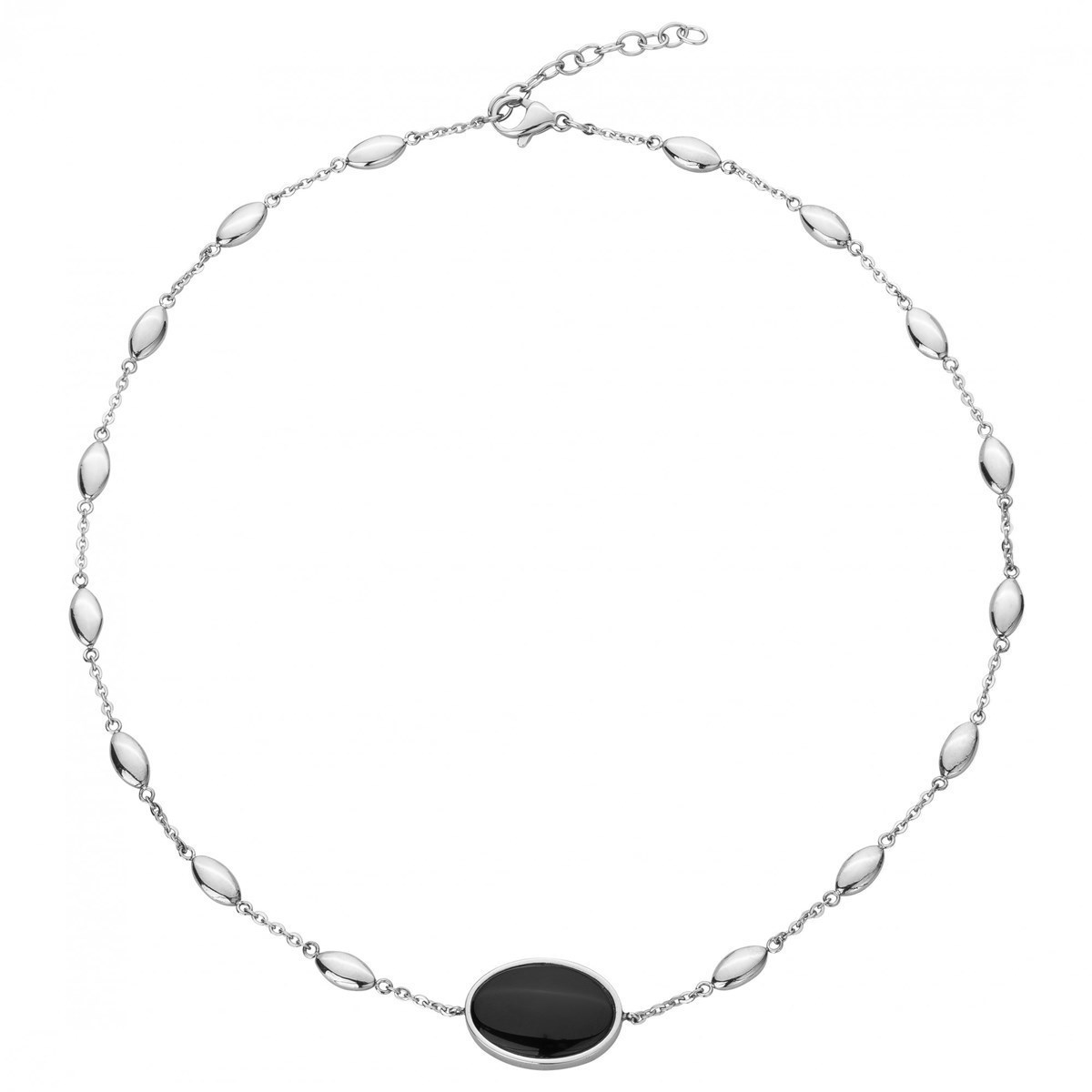 Bracelet souple mono-motif en Acier 316L et céramique - blanc brillant