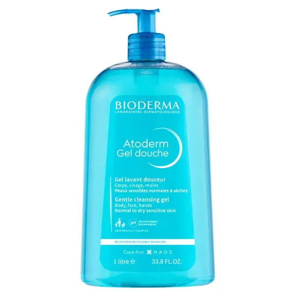 Bioderma Atoderm Gel de Banho Sem Sabão para Pele Seca, Tamanho Família, 1L