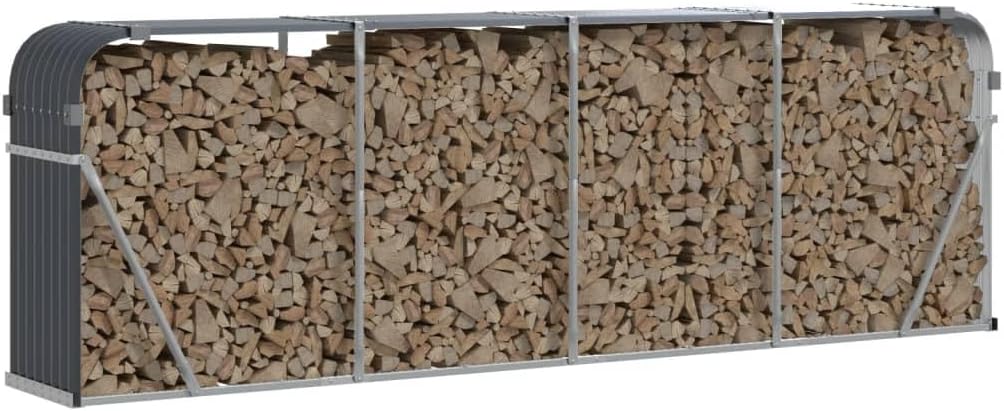 Kangmusi Kaminholzunterstand Anthrazit 300x45x100 cm Verzinkter Stahl, kangmusi364566