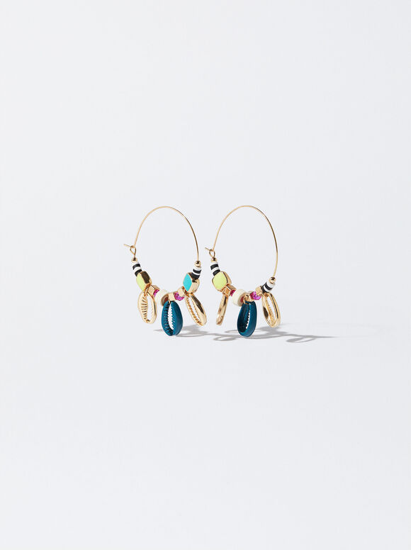 Brincos de argola com conchas - Multicoloridos