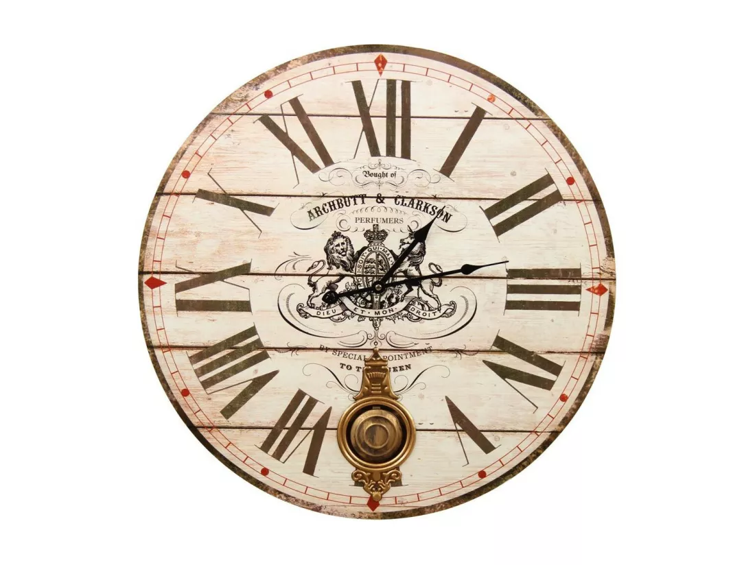 Horloge ancienne balancier archbutt & clarkson Bois Blanc - Décoration d'Autrefois
