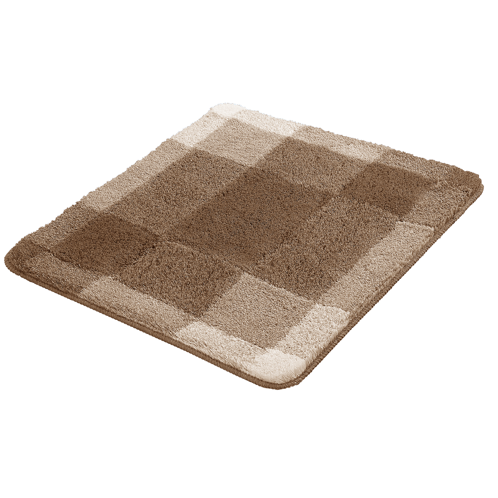 Kleine Wolke Badteppich - taupe - Karomuster - 55x56 cm