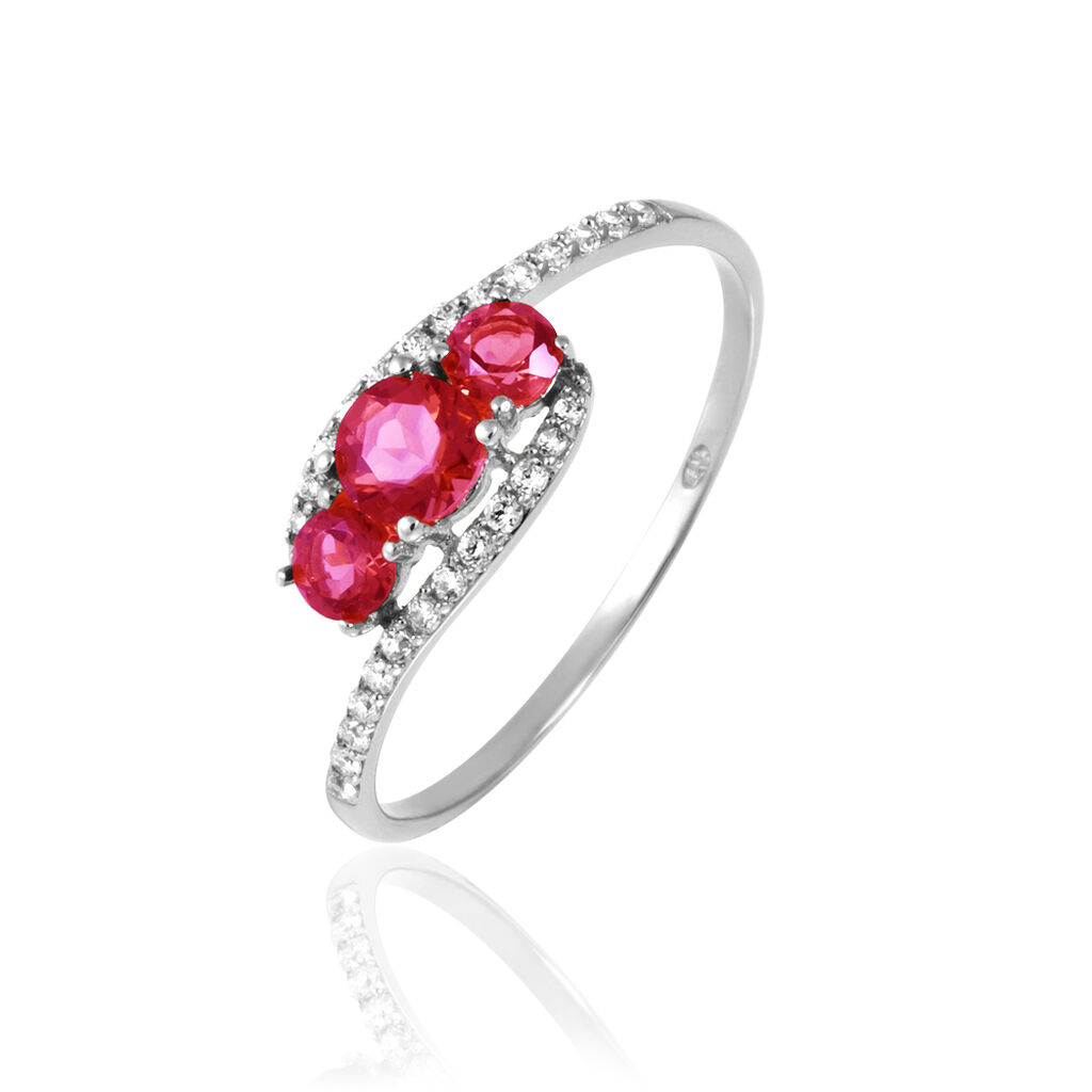 Bague Chloe Or Blanc Rubis Et Diamant