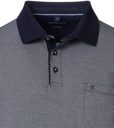 Casa Moda Long Sleeve Polo Structure Blauw 454385000-105 kopen