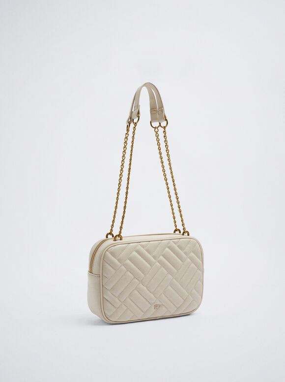 Bolsa acolchoada com corrente - Cru