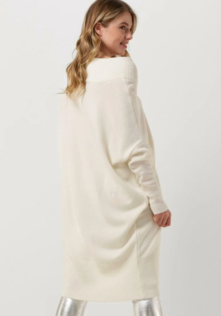 10DAYS witte 10days midi jurk soft knit v-neck dress