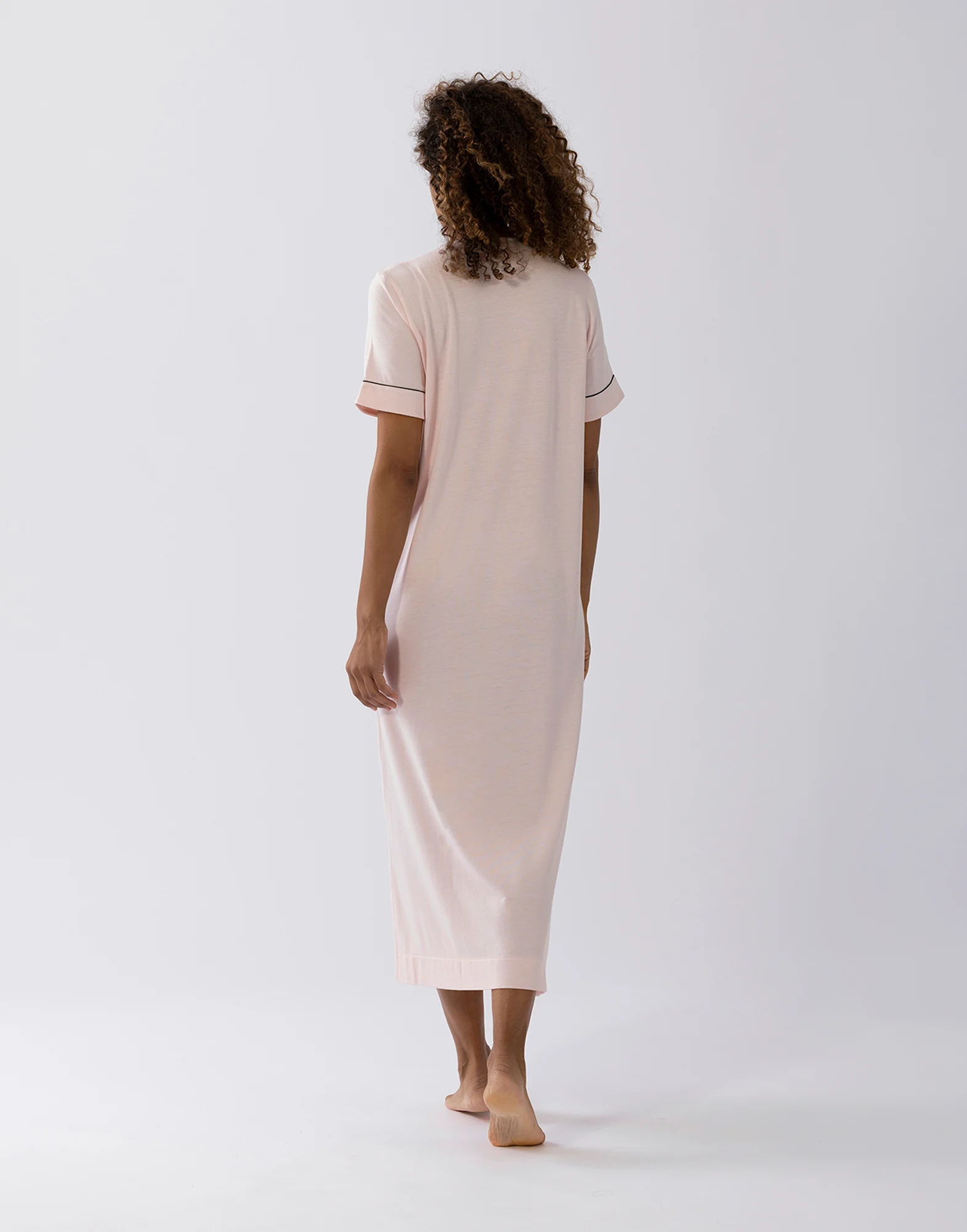 INTEMP A11 - Chemise de nuit manches courtes en coton modal | Rose