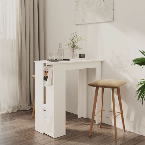 Mesa de Bar com Prateleiras Contraplacado 102x50x103,5cm Branco - 809458