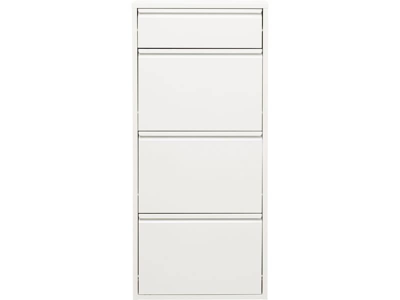 Kare Schuhschrank Caruso 3 plus 1 50 x 115 cm, Weiss Schuhschrank mit kleinem Fach für Accessoires