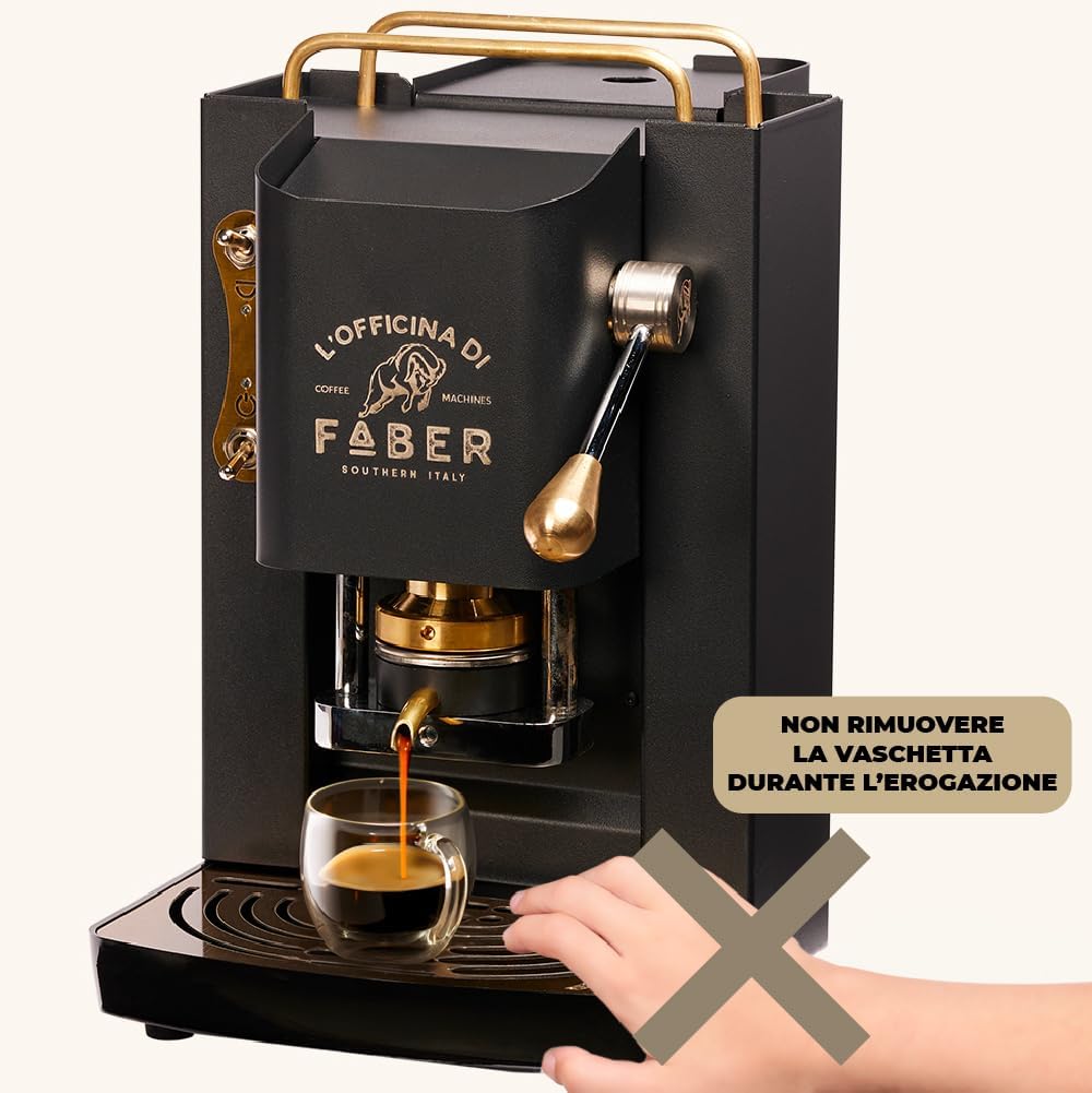 FABER COFFEE MACHINES | Modèle Pro Total Inox Deluxe | Machine à café à dosettes ese 44mm | Pressacialda en laiton réglable | électrovanne de série (laiton)