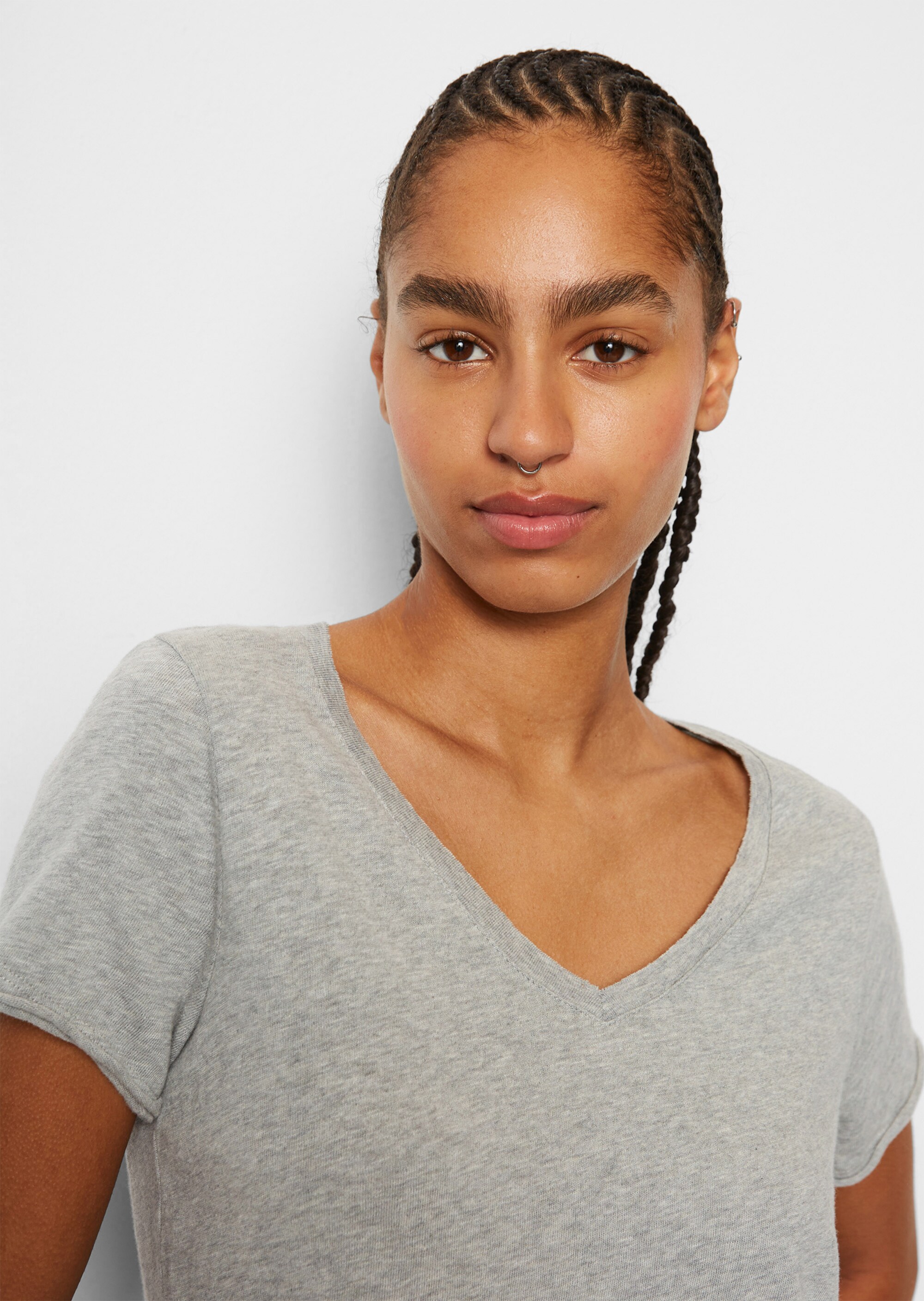 V-Neck-T-Shirt regular Organic-Slub-Cotton