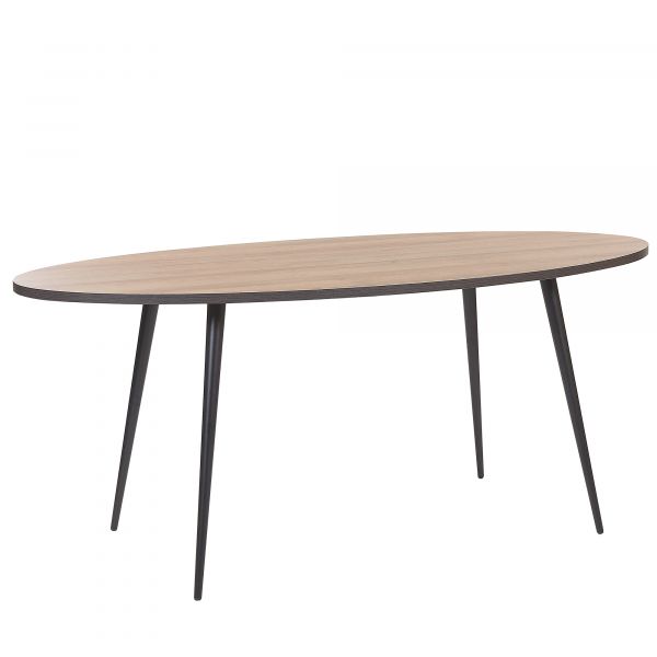 Beliani Mesa de Jantar Castanho e Preto MDF e Metal 180 x 90 cm Oval Design Retro Moderno