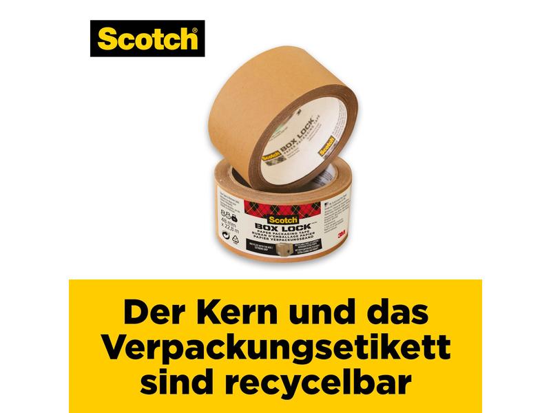 Scotch Verpackungsband Box Lock Papier 48 mm x 22.8 m, 1 Ro Packband