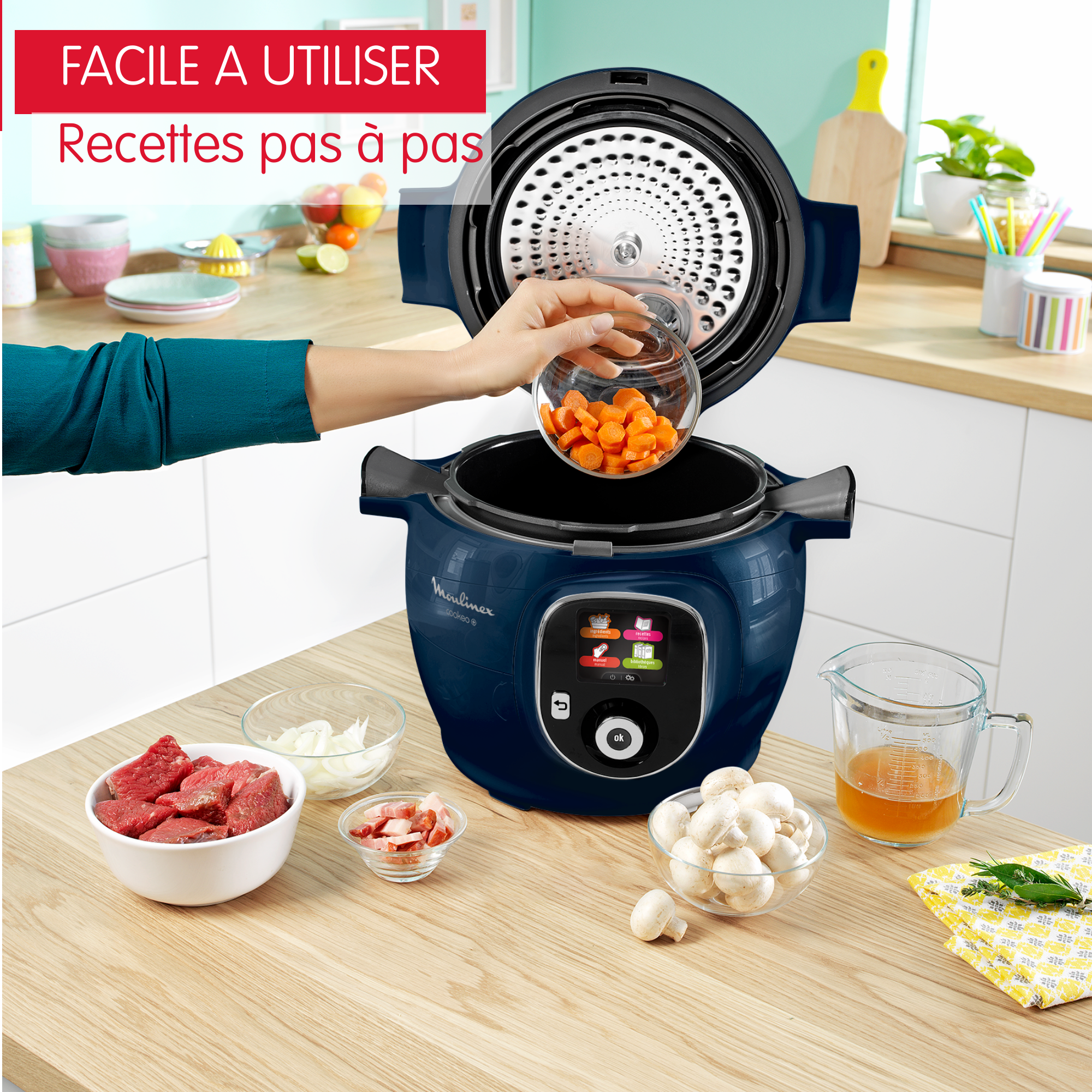 Cookeo+ 150 recettes Bleu, avec louche incluse