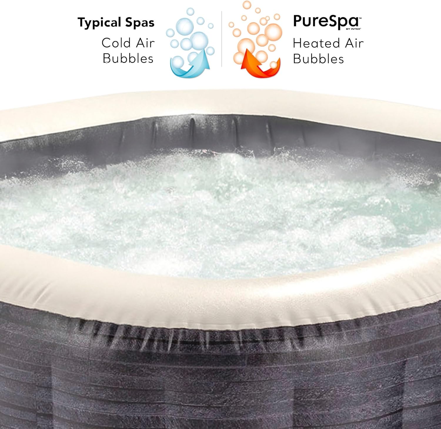 INTEX PureSpa Greywood Deluxe In- & Outdoor Whirlpool aufblasbar für 4 Personen 795 L (145 x 71cm) Inkl. Wasserenthärtungs- & Salzwassersystem - 140 Massagedüsen - Heizsystem - APP Steuerung & LED