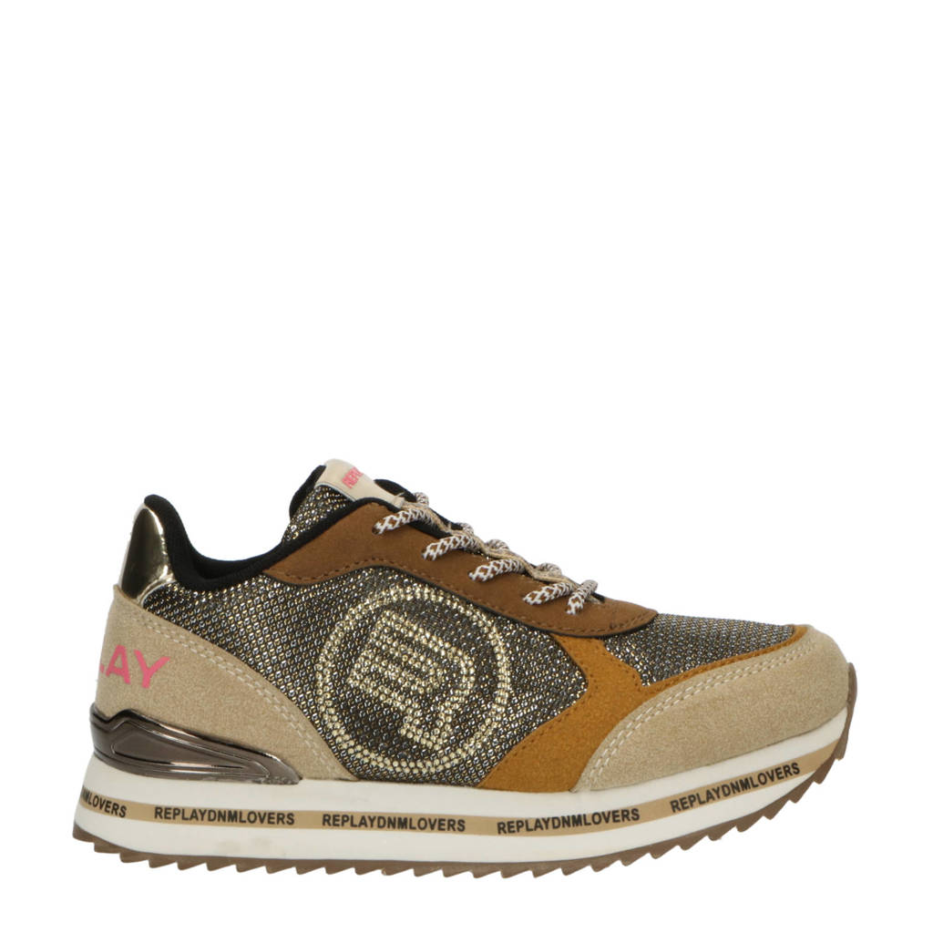 REPLAY Pennysneakers beige/bruin/goud