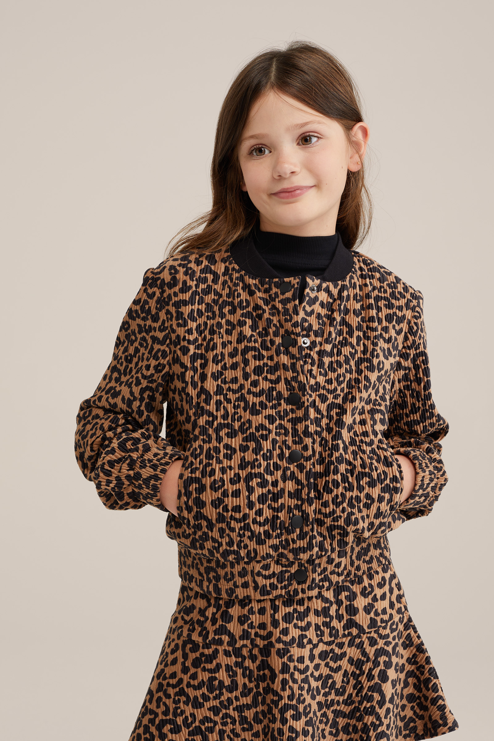 Meisjes bombervest met dessin WE Fashion Zwart