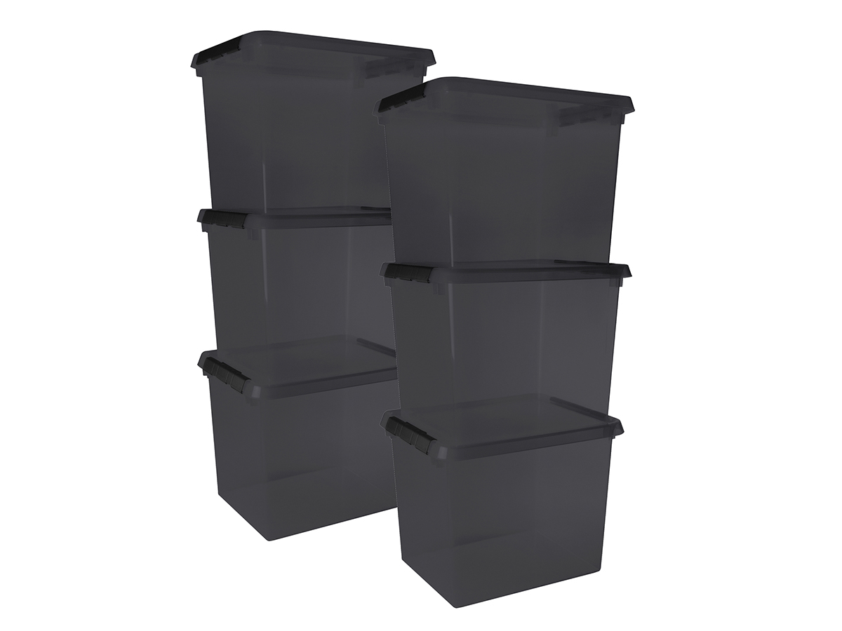 Sunware comfort line set van 6 52l opbergbox - grijs