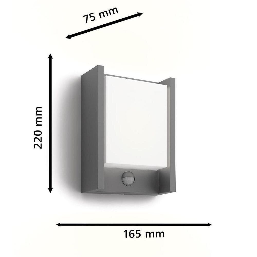 Arbour LED wandlamp in antraciet en wit, 3,8W, 800lm, IP44, met bewegingsmelder en schemersensor
