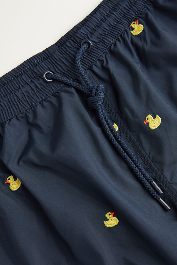 Maiô boxer com bordado de pato