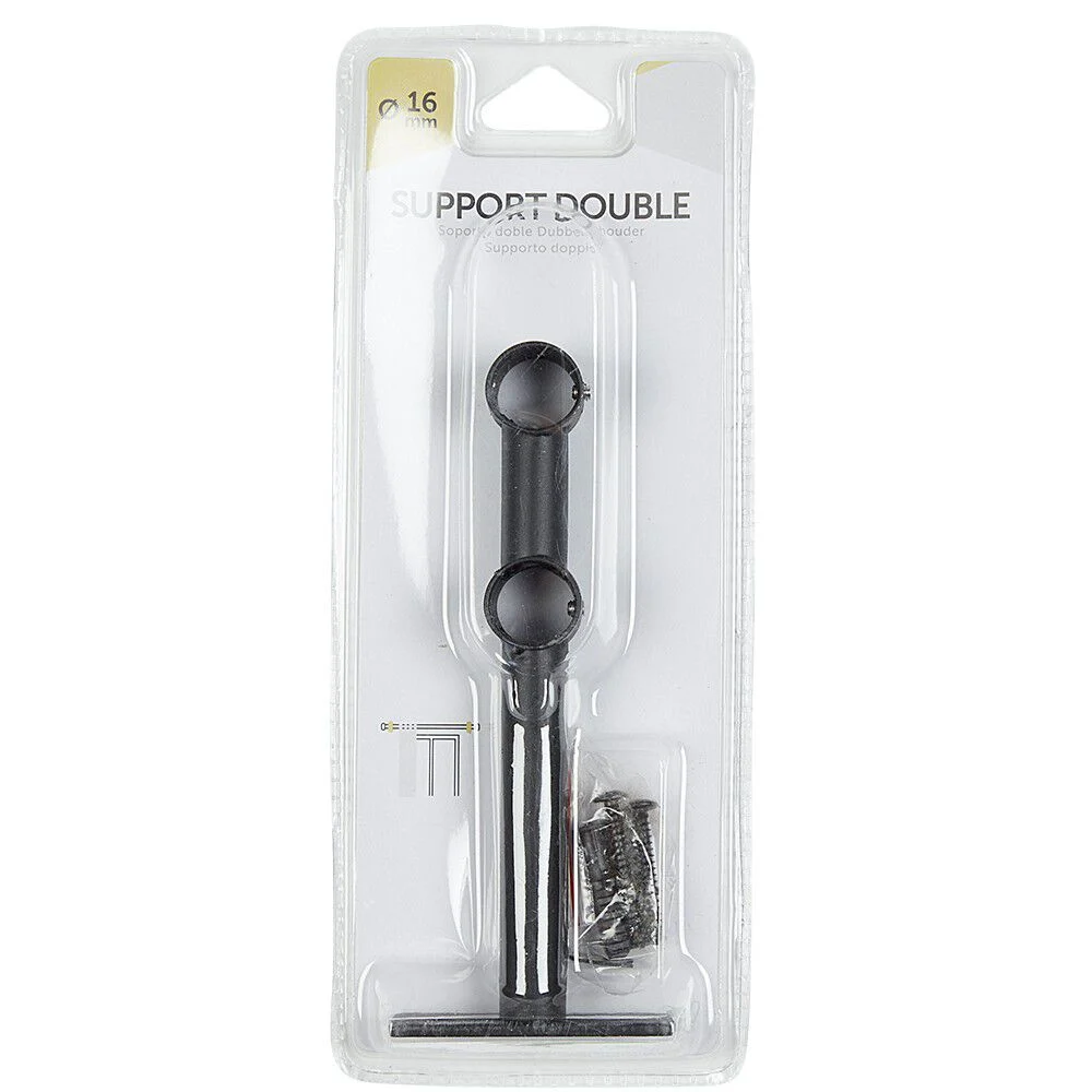 Double support pour tringle noir métal