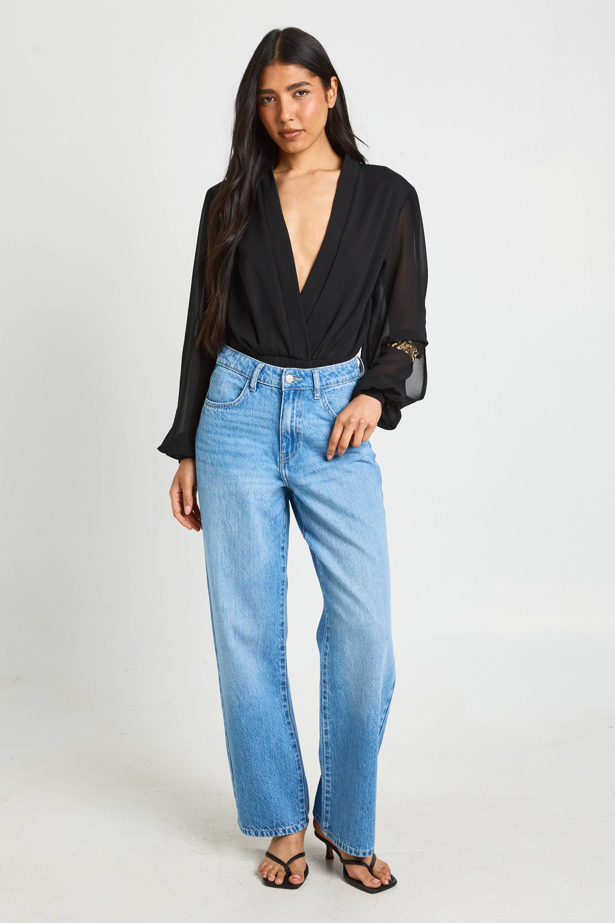 boohoo Body Tall Cache-cœur À Manches En Mousseline