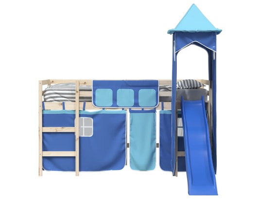 VIDAXL - Rideaux pour lit mezzanine avec tour bleu polyester