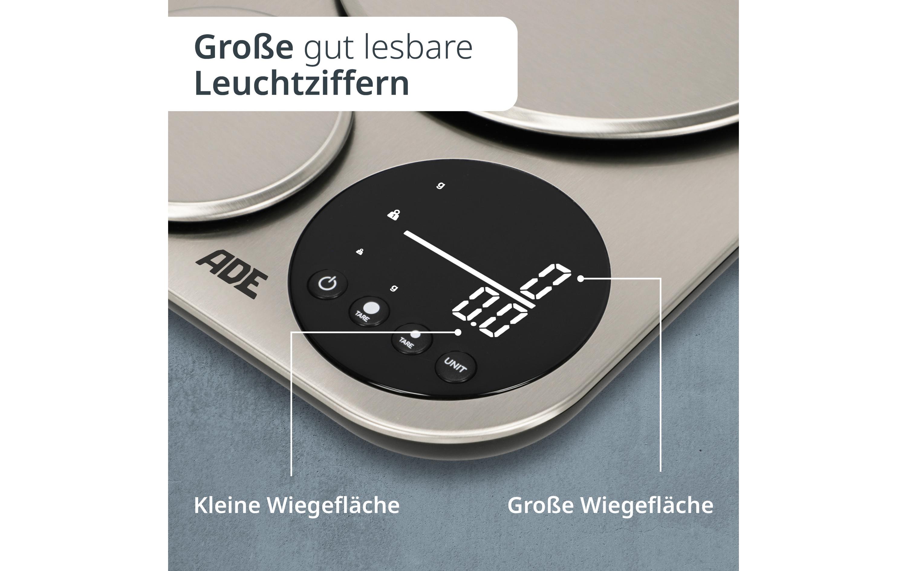 Küchenwaage Isabella SilberKüchenwaage mit 2 Messflächen