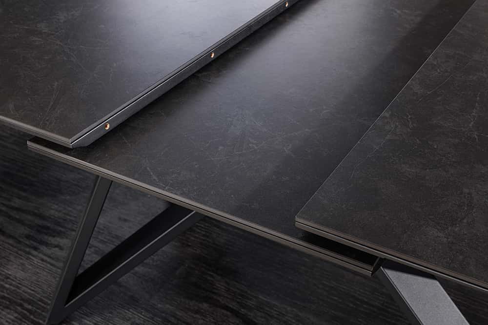 Ausziehbarer Esstisch ATLAS 160-200cm graphit grau Keramik schwarz Metall
