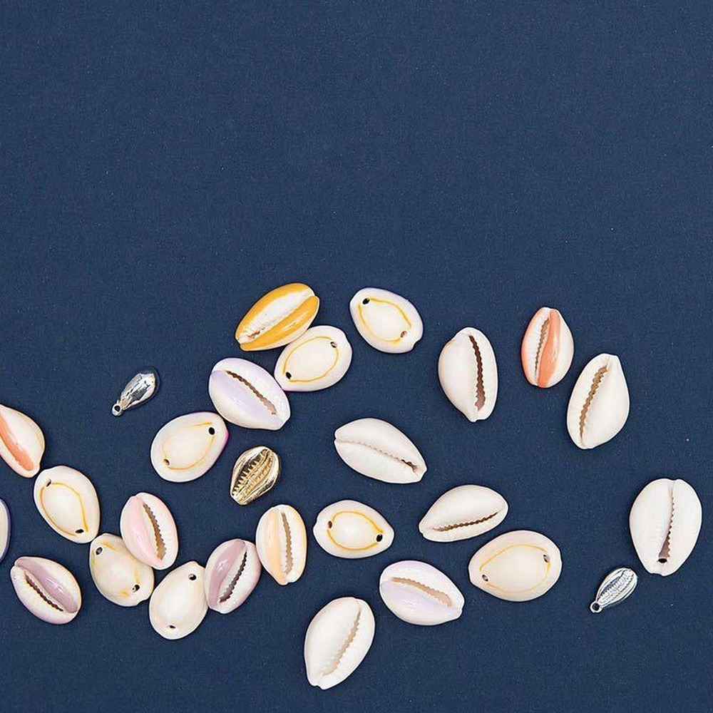 20 perles coquillages naturels - 2 perforations