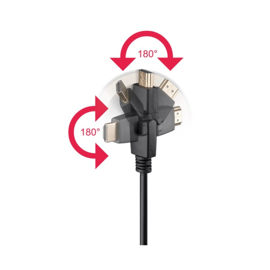 (5m) Highspeed 3D / 4K FullHD HDMI 2.0 360° Grad drehbares Kabel mit Ethernet Audio/Video Verbindungskabel (61292) - Schwarz