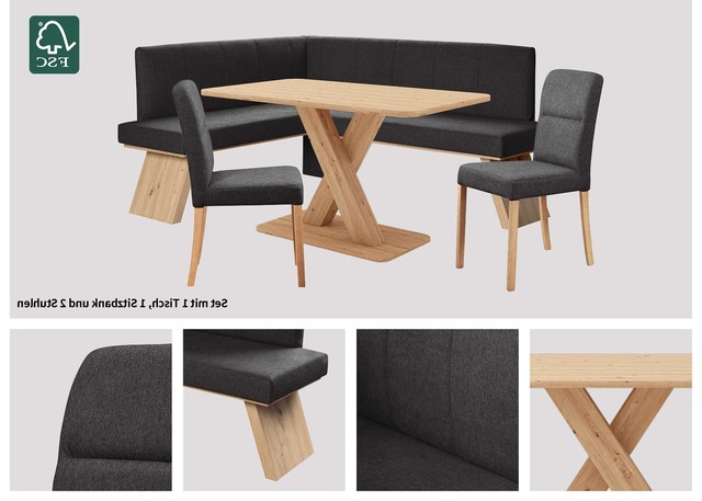 Home affaire Eckbankgruppe »Nina« Set, 4er, 4 Stk. tlg. Sitzgruppe Esszimmer Stühle Tisch und Bank bequem gepolstert