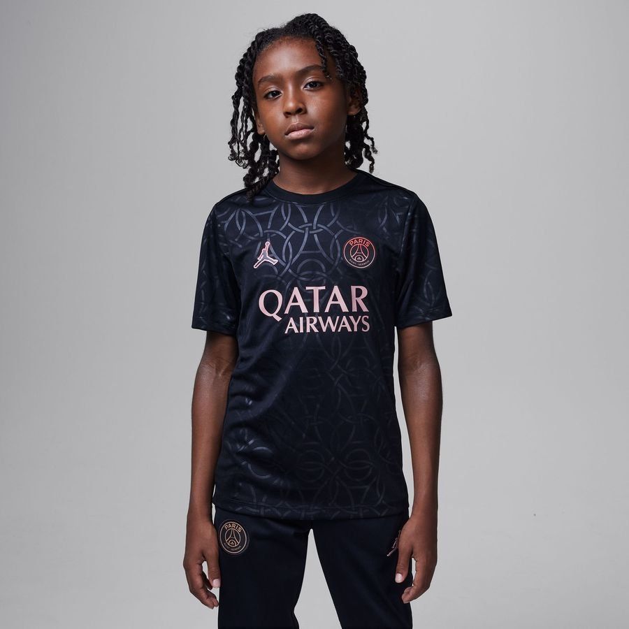 Paris Saint-Germain T-shirt d'Entraînement Dri-FIT Academy Pro Avant-Match 3ème - Noir/Rose Enfant