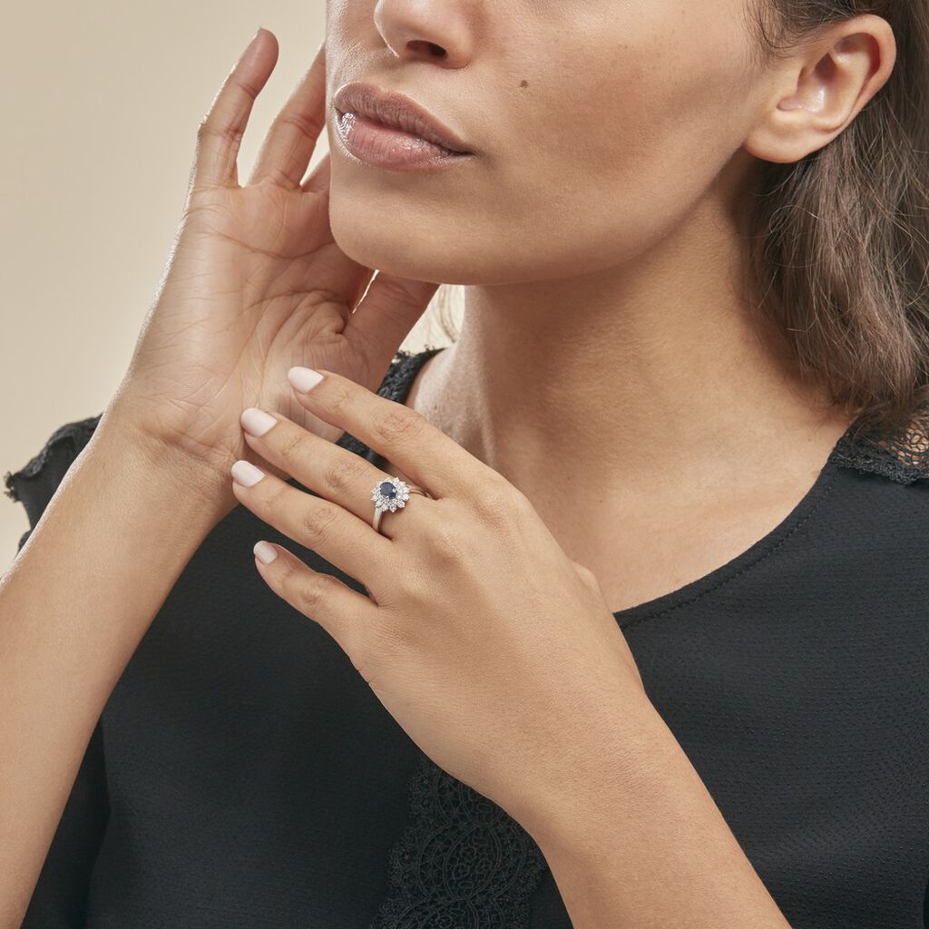 Bague Ivan Or Blanc Saphir Et Diamant