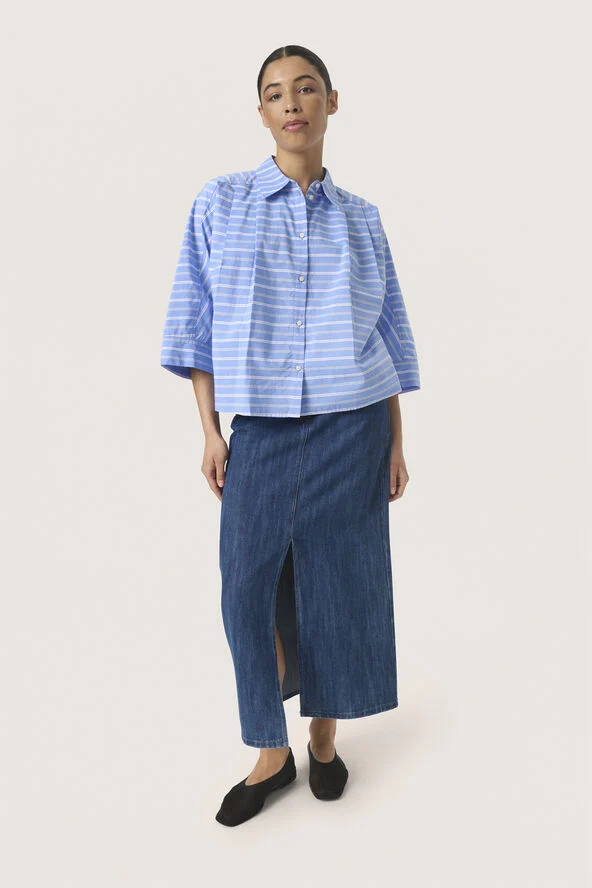 Soaked in Luxury SLMerona Shirt Blue and white stripe