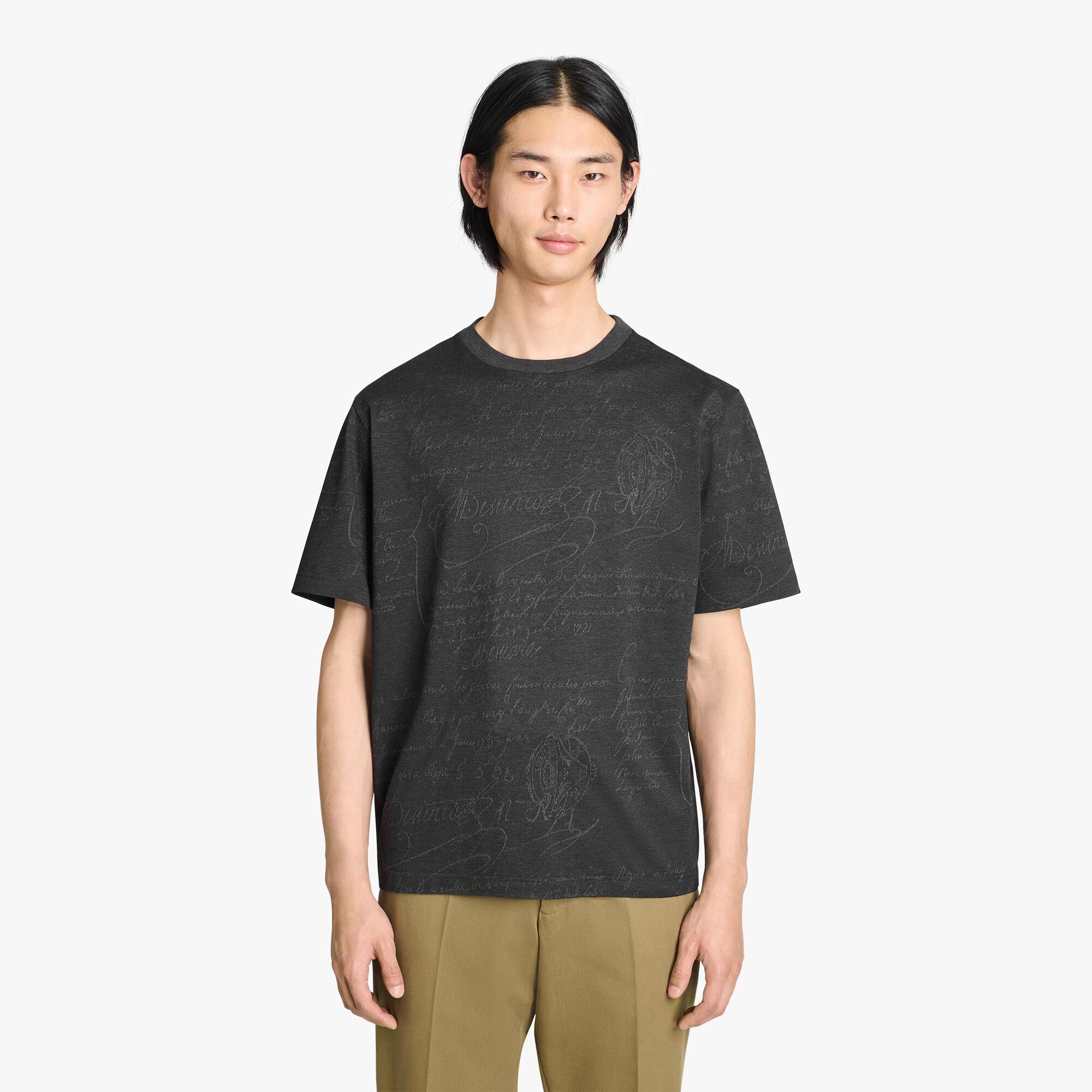 T-Shirt En Jacquard Scritto All-Over
